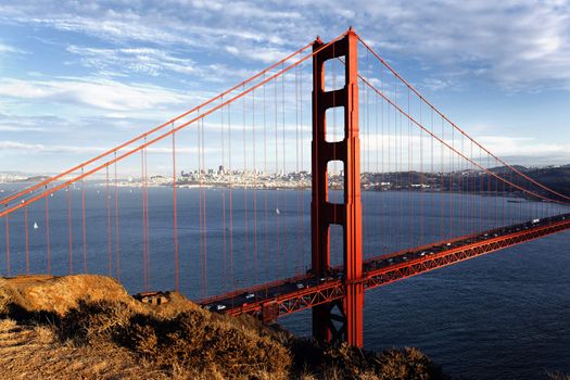 view of Golden Gate Bridge in San Francisco, California, USA 