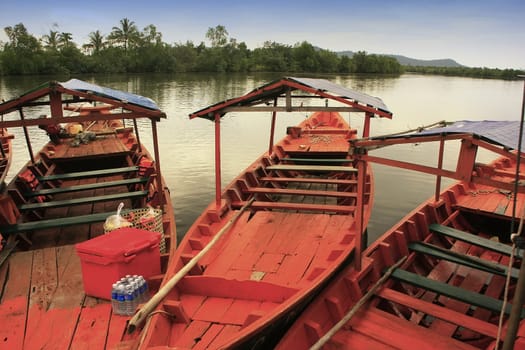 Colorful boat at Ream National Park, Cambodia, Southeast Asia