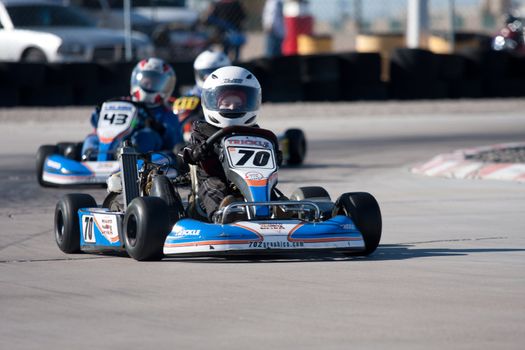 LAS VEGAS NEVADA - February 04: Go Kart race at the Las Vegas Speedway on May 12, 2008 in Las Vegas Nevada.