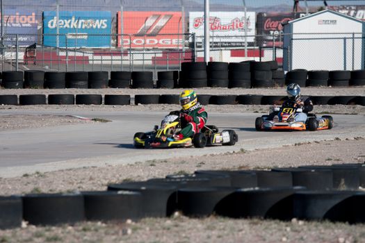 LAS VEGAS NEVADA - February 04: Go Kart race at the Las Vegas Speedway on May 12, 2008 in Las Vegas Nevada.