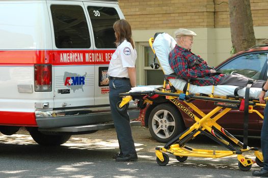 Heart attack victim going to an emergency room.