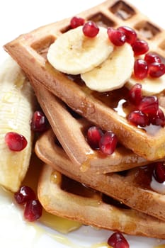 waffles in the dish and white background