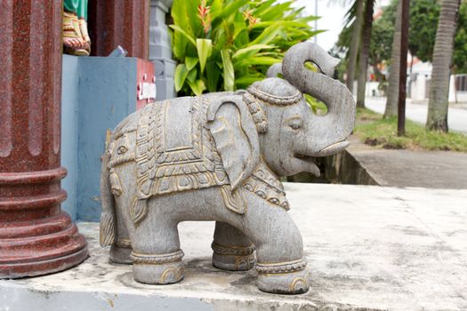 Stone Carving Elephant Outside Indian Hindu Temple
