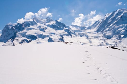 Landscape of Snow Mountain Range at Matterhorn Alps Alpine Region Switzerland