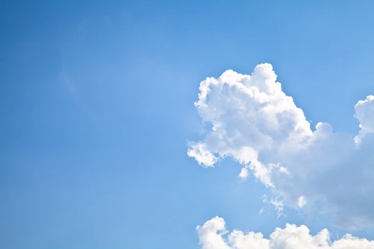 Blue summer sky with white clouds with copy space