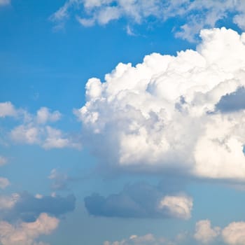 Blue summer sky with white clouds with copy space