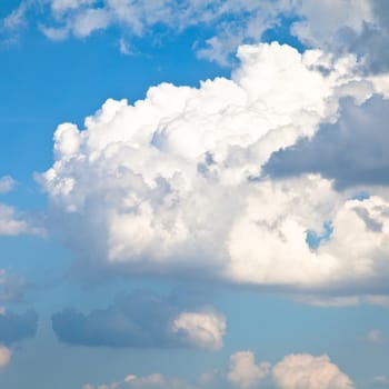 Blue summer sky with white clouds with copy space