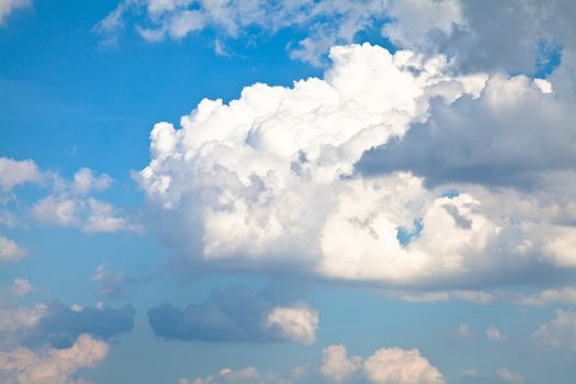 Blue summer sky with white clouds with copy space