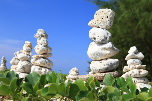 Balanced stones near the beach