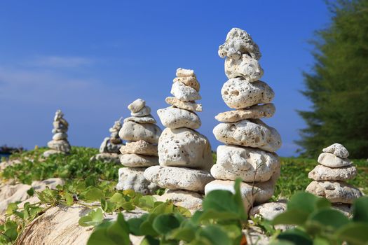 Balanced stones near the beach