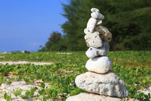 Balanced stones near the beach