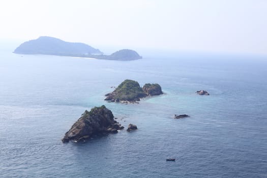 Beach In High Angle View, Amazing Seascape Of Thailand Famous Tourism Destination