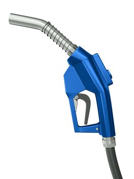 Blue gas pump nozzle  isolated on white background. 3D render.