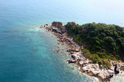 Beach In High Angle View, Amazing Seascape Of Thailand Famous Tourism Destination