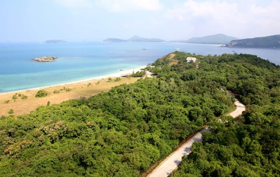 Beach In High Angle View, Amazing Seascape Of Thailand Famous Tourism Destination