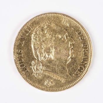 gold coin with Louis XVIII, old french currency