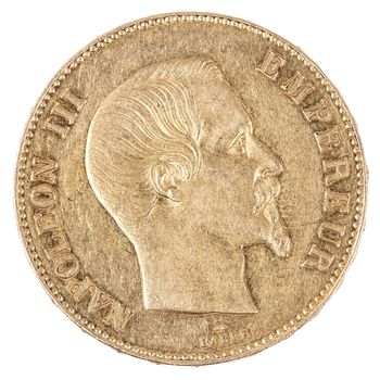 famous gold coin with Napoleon, old french currency