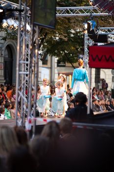 PRAGUE-SEPTEMBER 24: A model walks the runway during the 2011 autumn/winter Czech designers collection during the Prague Fashion Weekend on September 24, 2011 in Prague, Czech Republic.