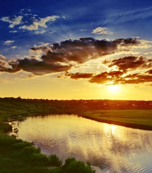 sundown over river