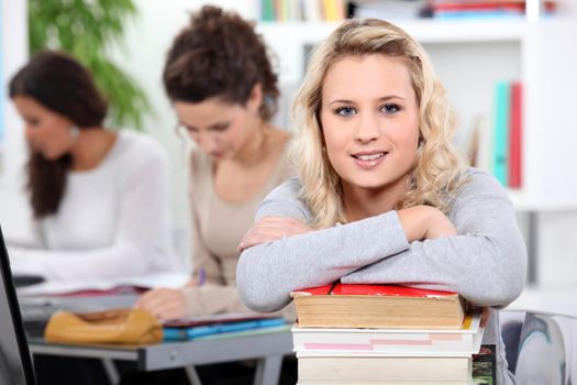 female students in class