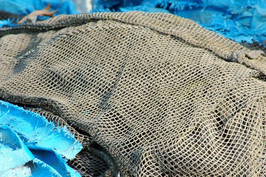 Fishing nets on a fishing boat.