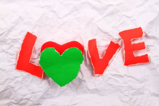 Love text   red  on a white background.