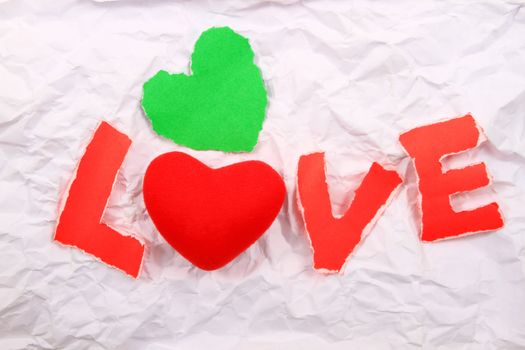 Love text   red  on a white background.