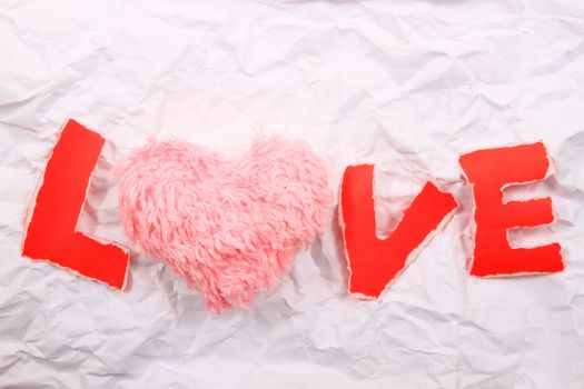 Love text   red  on a white background.