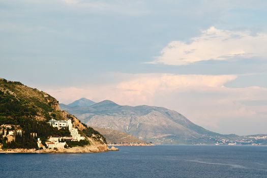 View on Mediterranean Sea and Mountains in Dubrovnik, Croatia