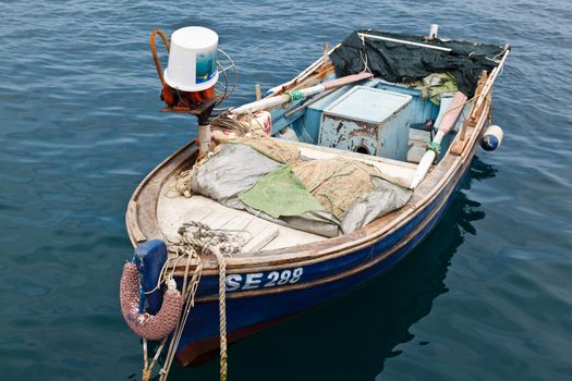 Fisherman Boat Docked at Harbor in Senj, Croatia