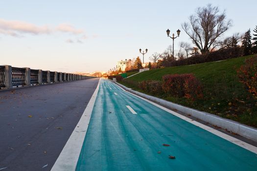 Bicycle Path on Volga River Embankment in Samara, Russia