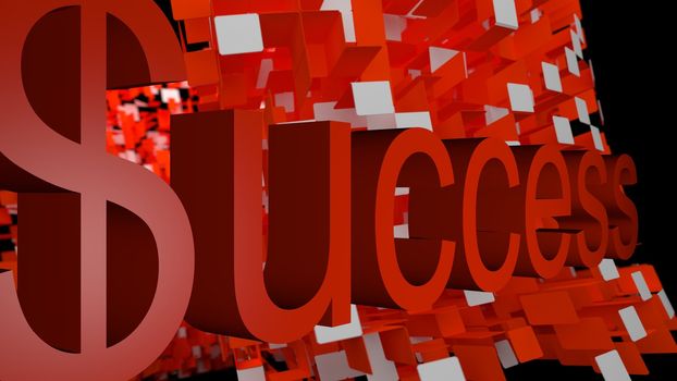 Success in red on 3d patterned background