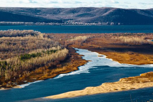 Panoramic View of Volga River Bend near Samara, Russia