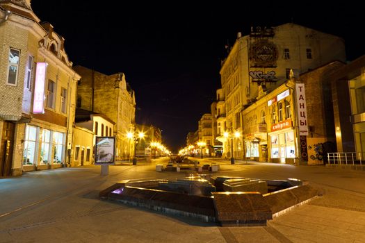 Street in the Center of Samara at Night, Russia