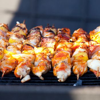 background of grilling kebabs