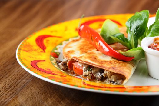 Food on wood table