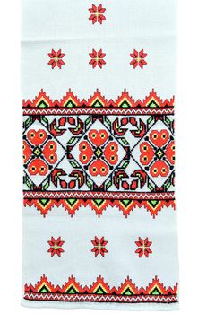 embroidered good by cross-stitch pattern. ukrainian ethnic ornament