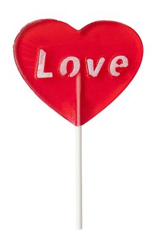 Sweet love lollipop isolated on the white background