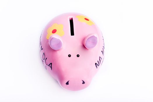 Piggy bank isolated on white.