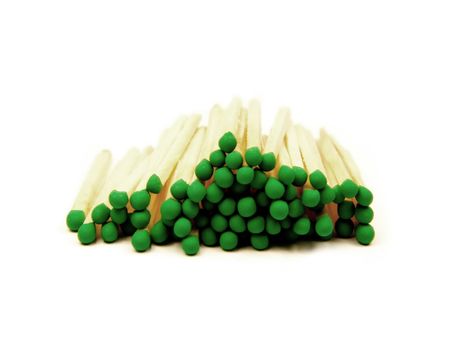 Close up photo of matches isolated on white.