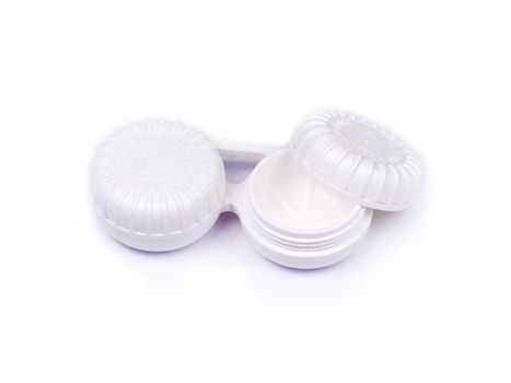 Contact lenses case. Isolated on black.