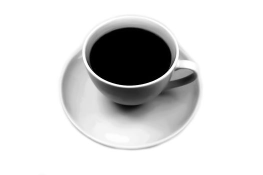 Black coffee cup isolated on white.