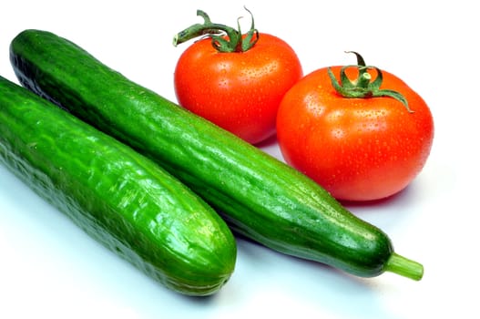 Fresh vegetables: tomatoes and cucumbers