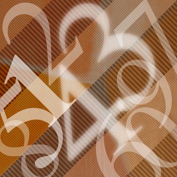 Illustration with scattered numbers of wavy brown background