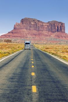truck on Road to Monument Valley, Arizona 