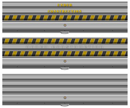 Three web banner with metallic roller shutter and written under construction