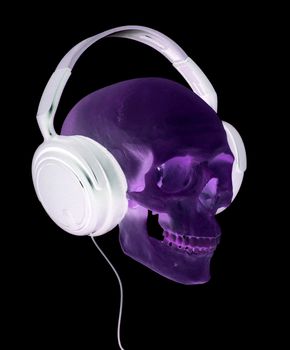 spooky cranium with headphones