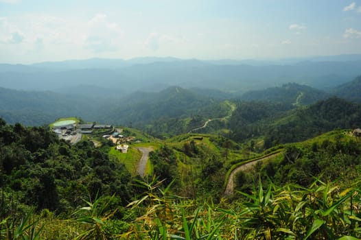 Research station on mountain in rainforest, Thailand.