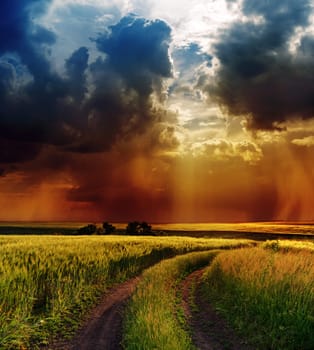 dramatic sky over road