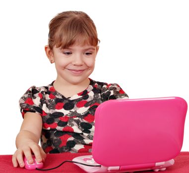 beauty little girl with laptop